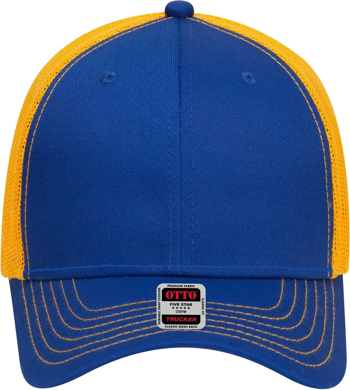 Otto 83-1239 6 Panel Low Profile Mesh Back Trucker Cap - Ryl/ryl/gld - 1/2’’ - 7 5/8’’
