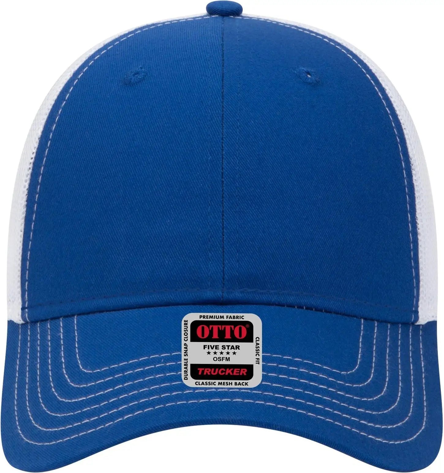Otto 83-1239 6 Panel Low Profile Mesh Back Trucker Cap - Ryl/ryl/wht - 1/2’’ - 7 5/8’’