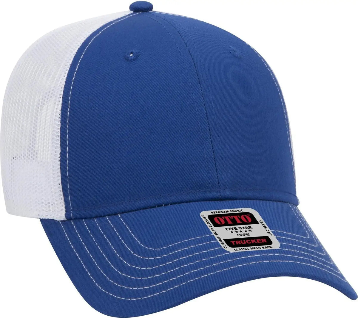 Otto 83-1239 6 Panel Low Profile Mesh Back Trucker Cap - Ryl/ryl/wht - 1/2’’ - 7 5/8’’