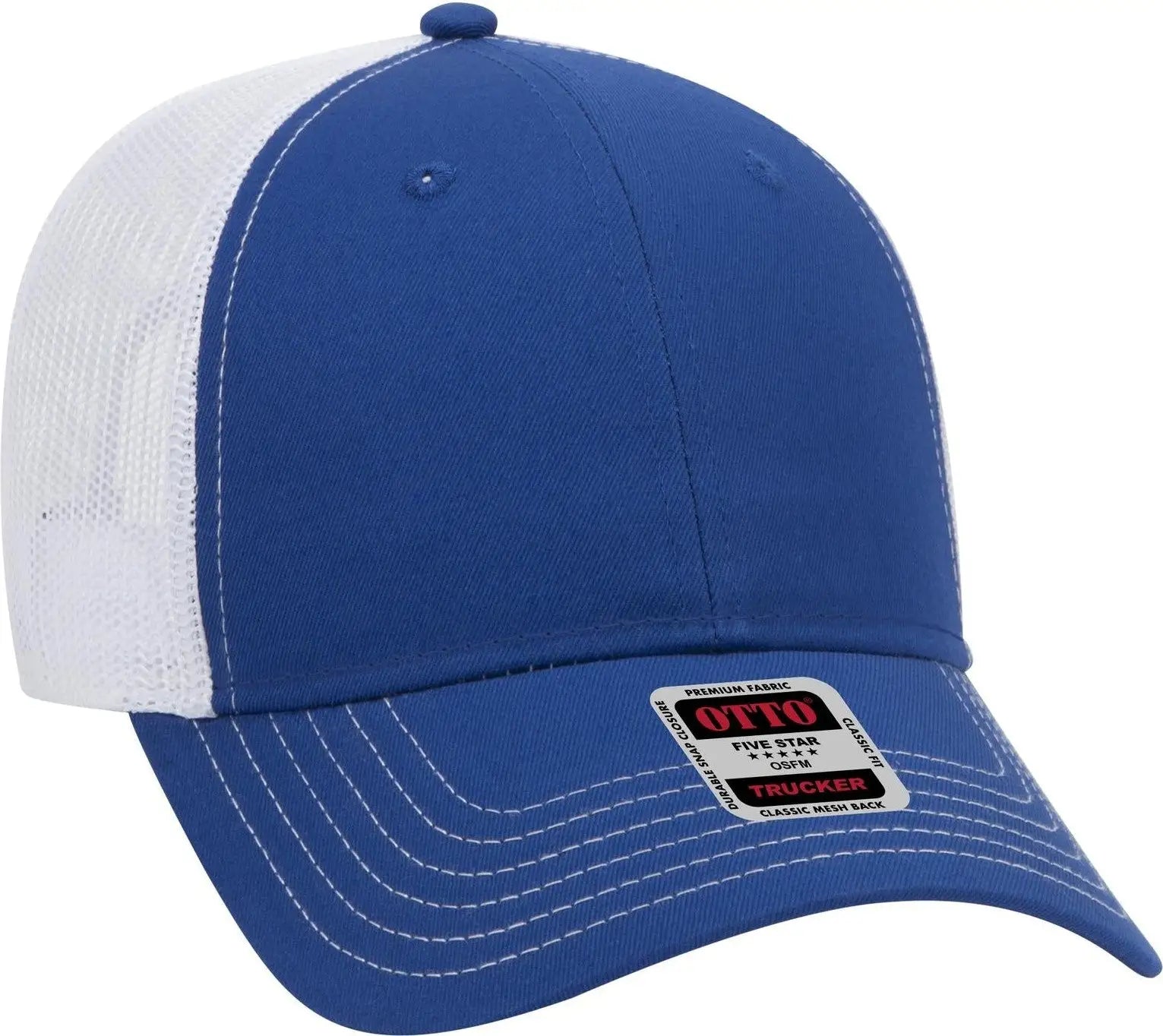 Otto 83-1239 6 Panel Low Profile Mesh Back Trucker Cap - Ryl/ryl/wht - 1/2’’ - 7 5/8’’