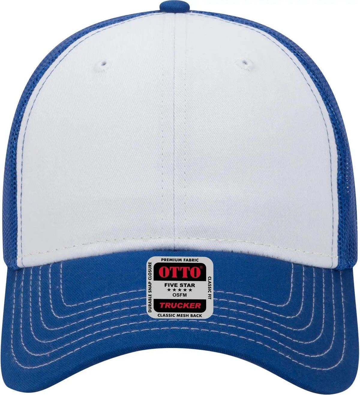Otto 83-1239 6 Panel Low Profile Mesh Back Trucker Cap - Ryl/wht/ryl - 1/2’’ - 7 5/8’’