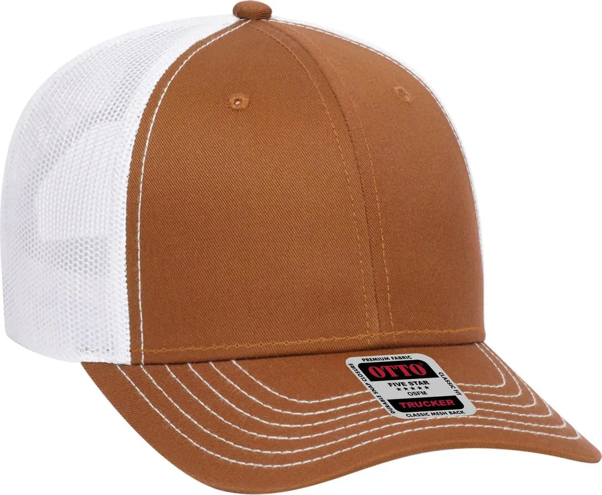 Otto 83-1239 6 Panel Low Profile Mesh Back Trucker Cap - Tx Org/tx Org/wht - 1/2’’ - 7 5/8’’