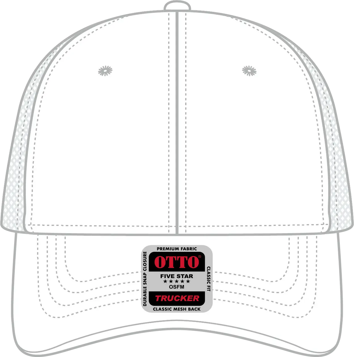 Otto 83-1239 6 Panel Low Profile Mesh Back Trucker Cap - White - 6’’ - 7 1/8’’