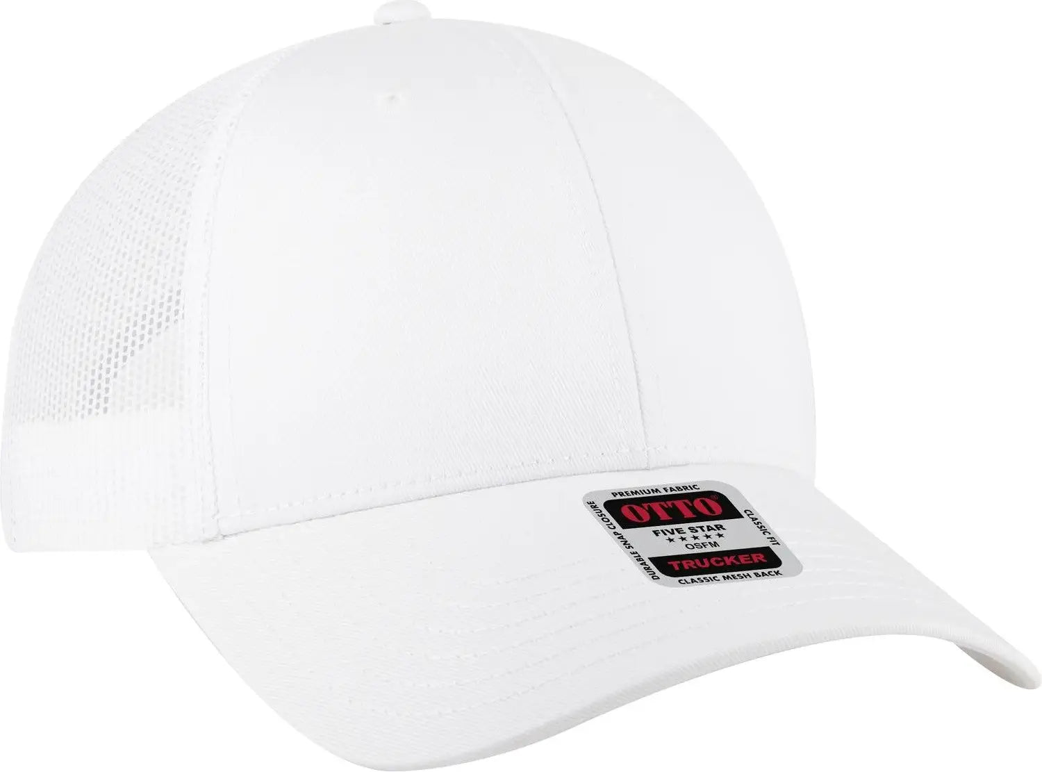 Otto 83-1239 6 Panel Low Profile Mesh Back Trucker Cap - White
