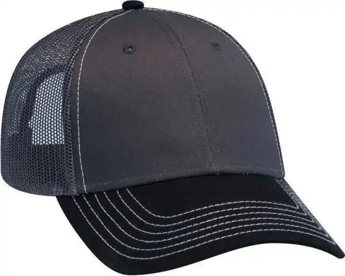 Otto 83 1239 6 Panel Low Profile Mesh Back Trucker Hat Black Charcoal Dark Gray / one Size Fits Most