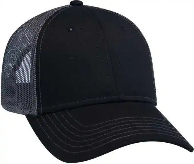 Otto 83 1239 6 Panel Low Profile Mesh Back Trucker Hat Black Charcoal Dark Gray / one Size Fits Most