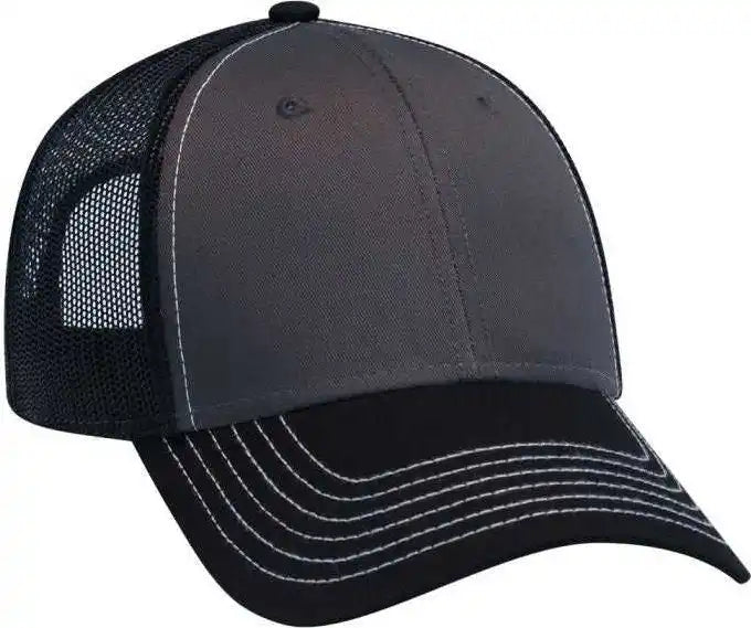 Otto 83 1239 6 Panel Low Profile Mesh Back Trucker Hat Black Charcoal Dark Gray / one Size Fits Most