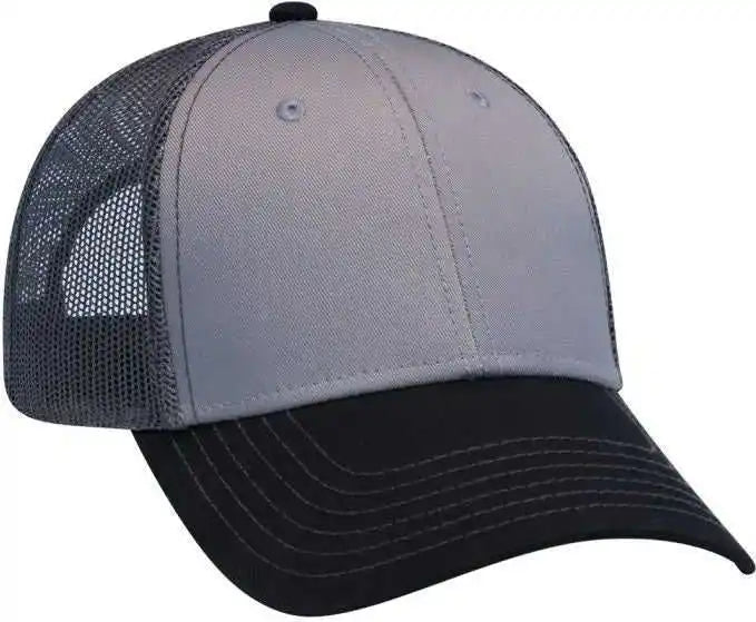 Otto 83 1239 6 Panel Low Profile Mesh Back Trucker Hat Black Gray Charcoal / one Size Fits Most