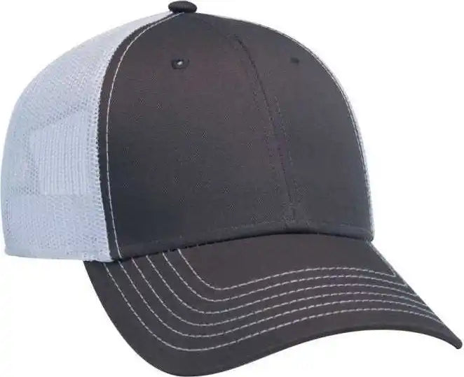 Otto 83 1239 6 Panel Low Profile Mesh Back Trucker Hat Charcoal White Dark Gray / one Size Fits Most