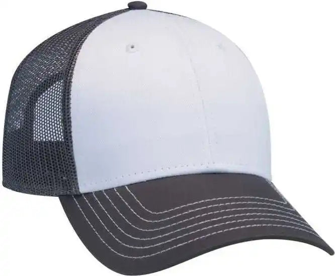 Otto 83-1239 6 Panel Low Profile Mesh Back Trucker Hat - Charcoal White - Dark Gray / one Size Fits Most