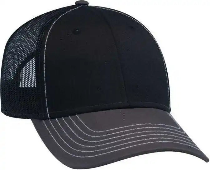 Otto 83-1239 6 Panel Low Profile Mesh Back Trucker Hat - Charcoal Gray Black - Dark / one Size Fits Most