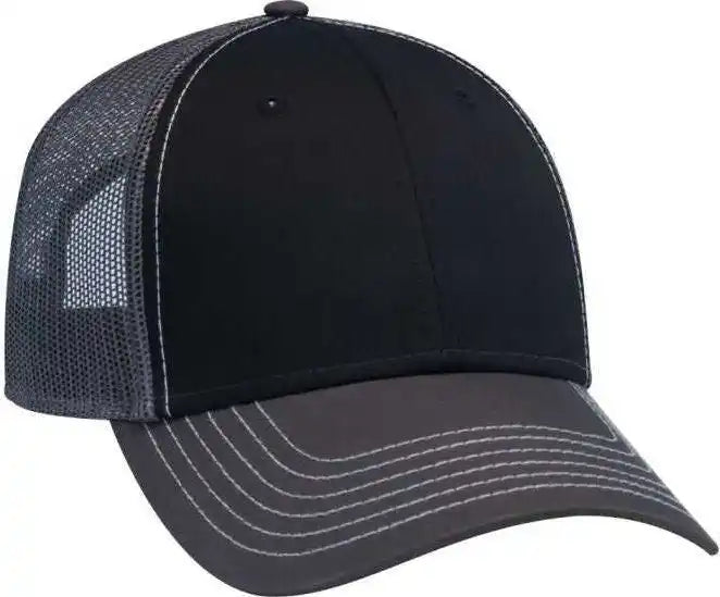Otto 83-1239 6 Panel Low Profile Mesh Back Trucker Hat - Charcoal Black - Dark Gray / one Size Fits Most