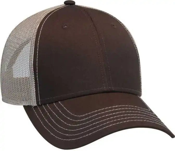 Otto 83-1239 6 Panel Low Profile Mesh Back Trucker Hat - Dark Brown Khaki - one Size Fits Most