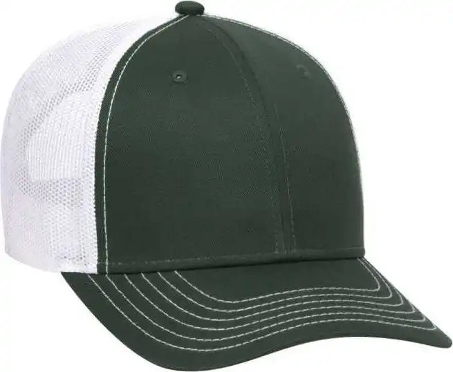 Otto 83-1239 6 Panel Low Profile Mesh Back Trucker Hat - Dark Green White - Forest / one Size Fits Most