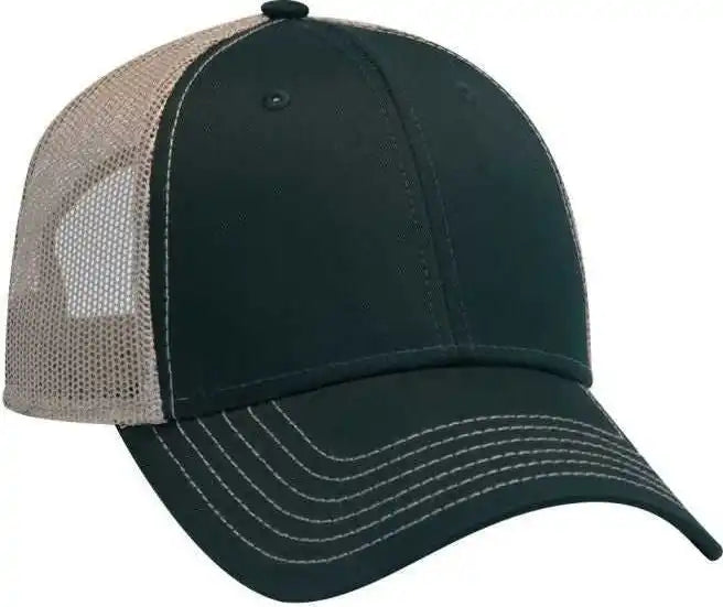 Otto 83 1239 6 Panel Low Profile Mesh Back Trucker Hat Dark Green Khaki Forest / one Size Fits Most