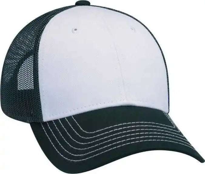 Otto 83 1239 6 Panel Low Profile Mesh Back Trucker Hat Dark Green White Forest / one Size Fits Most