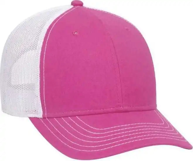 Otto 83 1239 6 Panel Low Profile Mesh Back Trucker Hat Heather Pnk White Pink / one Size Fits Most