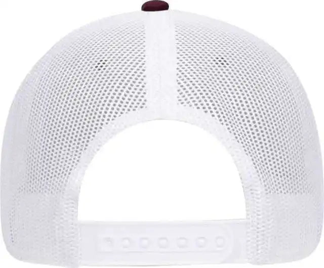 Otto 83-1239 6 Panel Low Profile Mesh Back Trucker Hat - Maroon White - one Size Fits Most