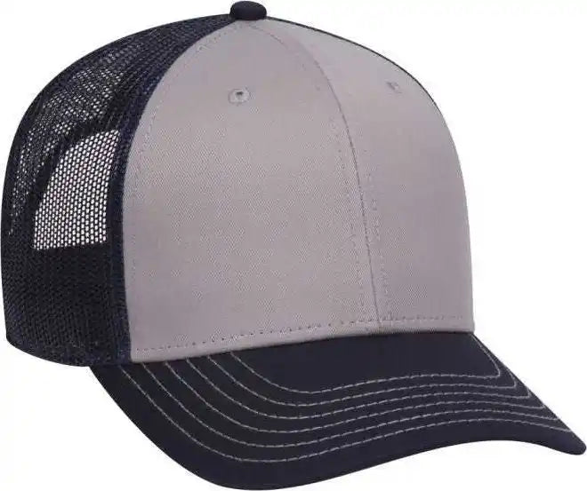 Otto 83 1239 6 Panel Low Profile Mesh Back Trucker Hat Navy Gray / one Size Fits Most