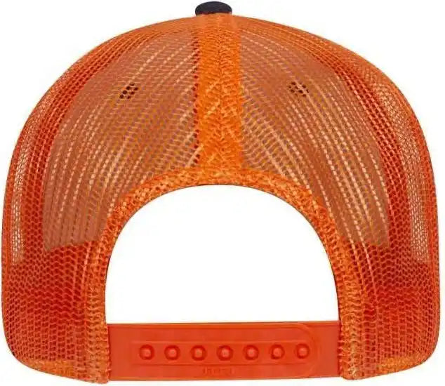 Otto 83-1239 6 Panel Low Profile Mesh Back Trucker Hat - Navy Orange - one Size Fits Most