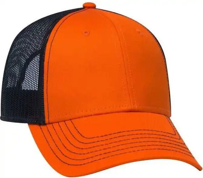 Otto 83-1239 6 Panel Low Profile Mesh Back Trucker Hat - Orange Black - one Size Fits Most