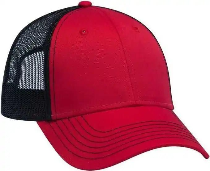 Otto 83-1239 6 Panel Low Profile Mesh Back Trucker Hat - Red Black - one Size Fits Most