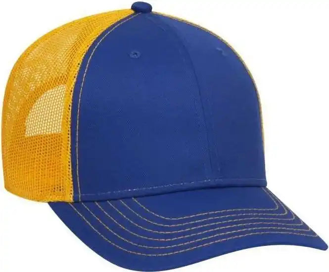 Otto 83 1239 6 Panel Low Profile Mesh Back Trucker Hat Royal Gold / one Size Fits Most
