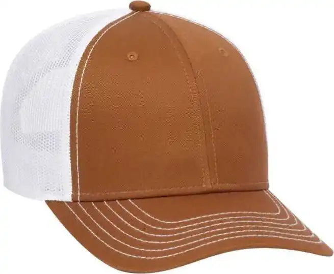 Otto 83-1239 6 Panel Low Profile Mesh Back Trucker Hat - Texas Orange White - one Size Fits Most