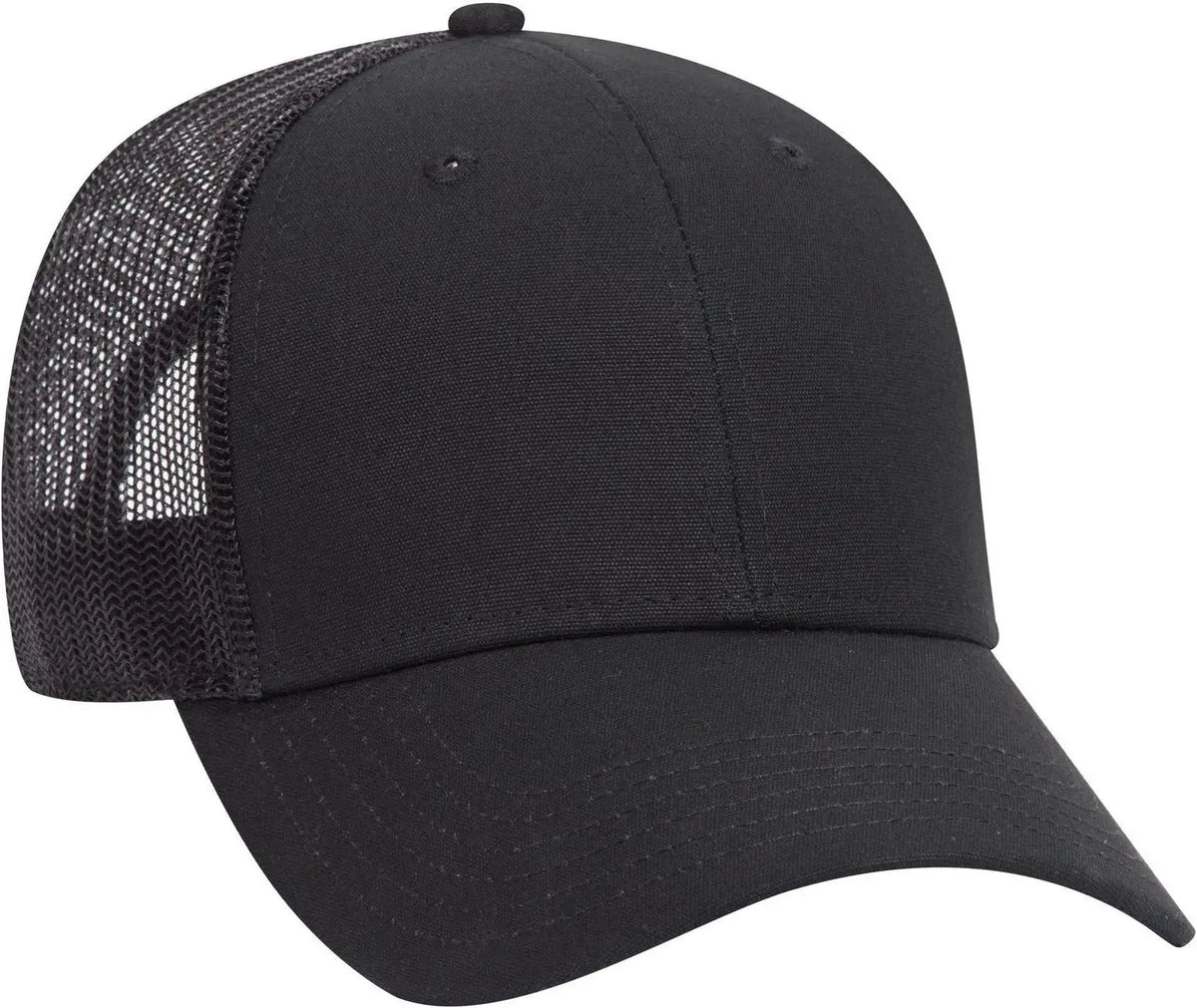 Otto 83-1273 6 Panel Low Profile Mesh Back Trucker Cap - Black - 1/2’’ - 7 5/8’’