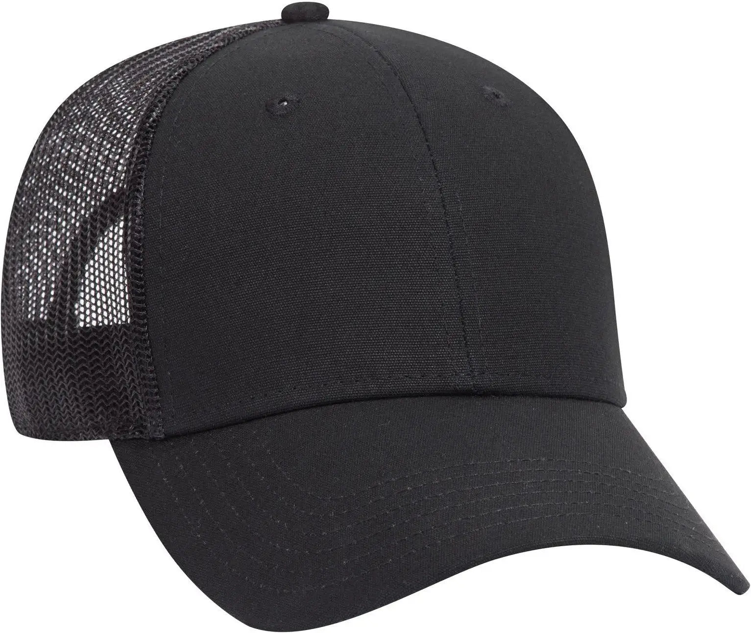 Otto 83-1273 6 Panel Low Profile Mesh Back Trucker Cap - Black - 1/2’’ - 7 5/8’’