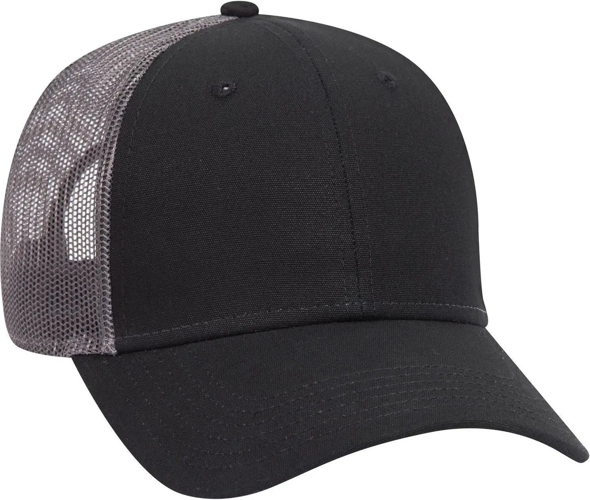 Otto 83-1273 6 Panel Low Profile Mesh Back Trucker Cap - Blk/blk/ch.gry - 1/2’’ - 7 5/8’’