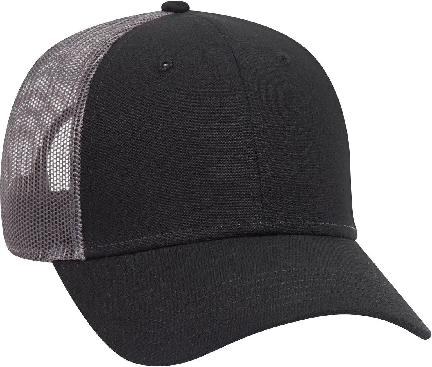 Otto 83-1273 6 Panel Low Profile Mesh Back Trucker Cap - Blk/blk/ch.gry - 1/2’’ - 7 5/8’’
