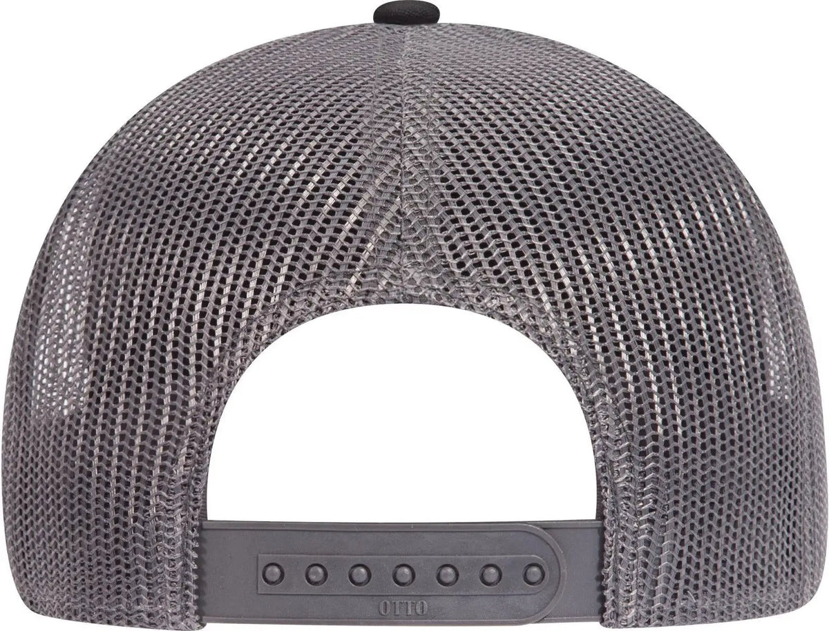 Otto 83-1273 6 Panel Low Profile Mesh Back Trucker Cap - Blk/blk/ch.gry - 1/2’’ - 7 5/8’’