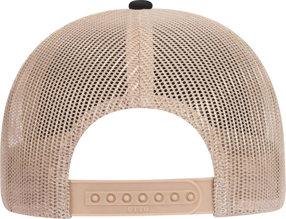 Otto 83-1273 6 Panel Low Profile Mesh Back Trucker Cap - Blk/blk/kha - 1/2’’ - 7 5/8’’
