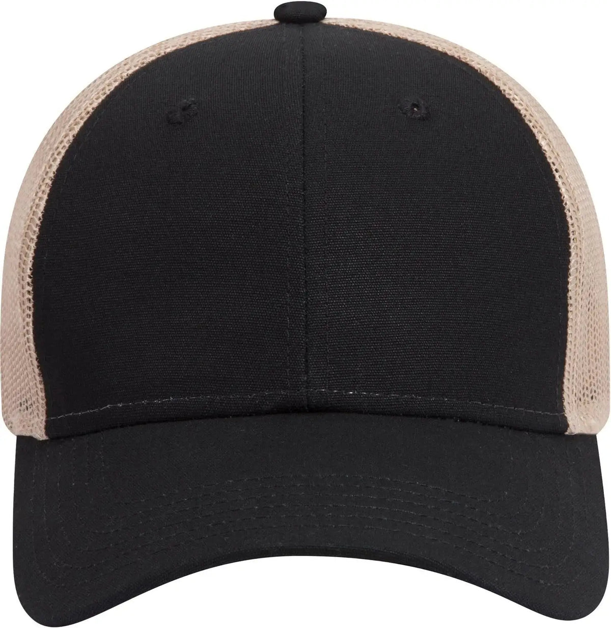 Otto 83-1273 6 Panel Low Profile Mesh Back Trucker Cap - Blk/blk/kha - 1/2’’ - 7 5/8’’