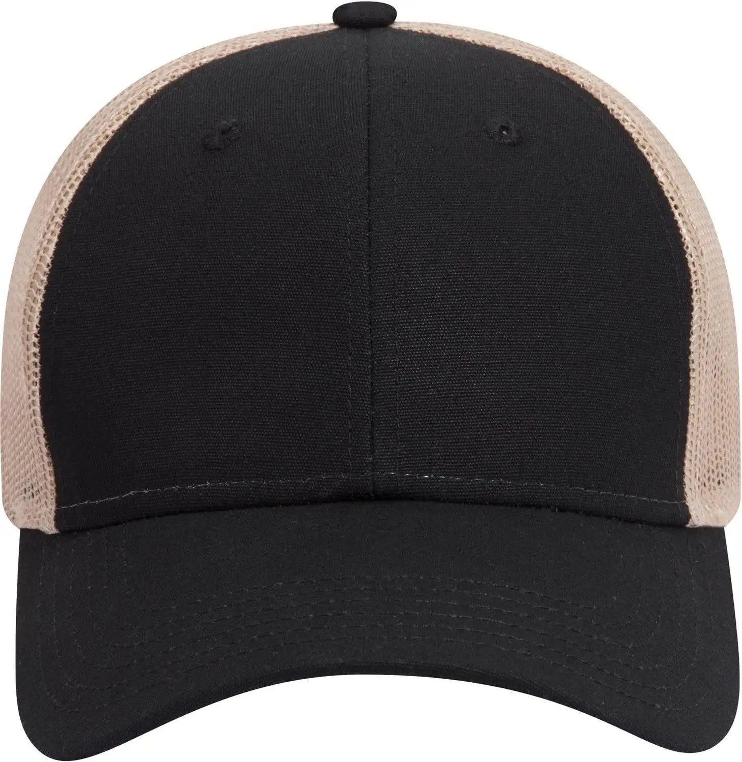 Otto 83-1273 6 Panel Low Profile Mesh Back Trucker Cap - Blk/blk/kha - 1/2’’ - 7 5/8’’