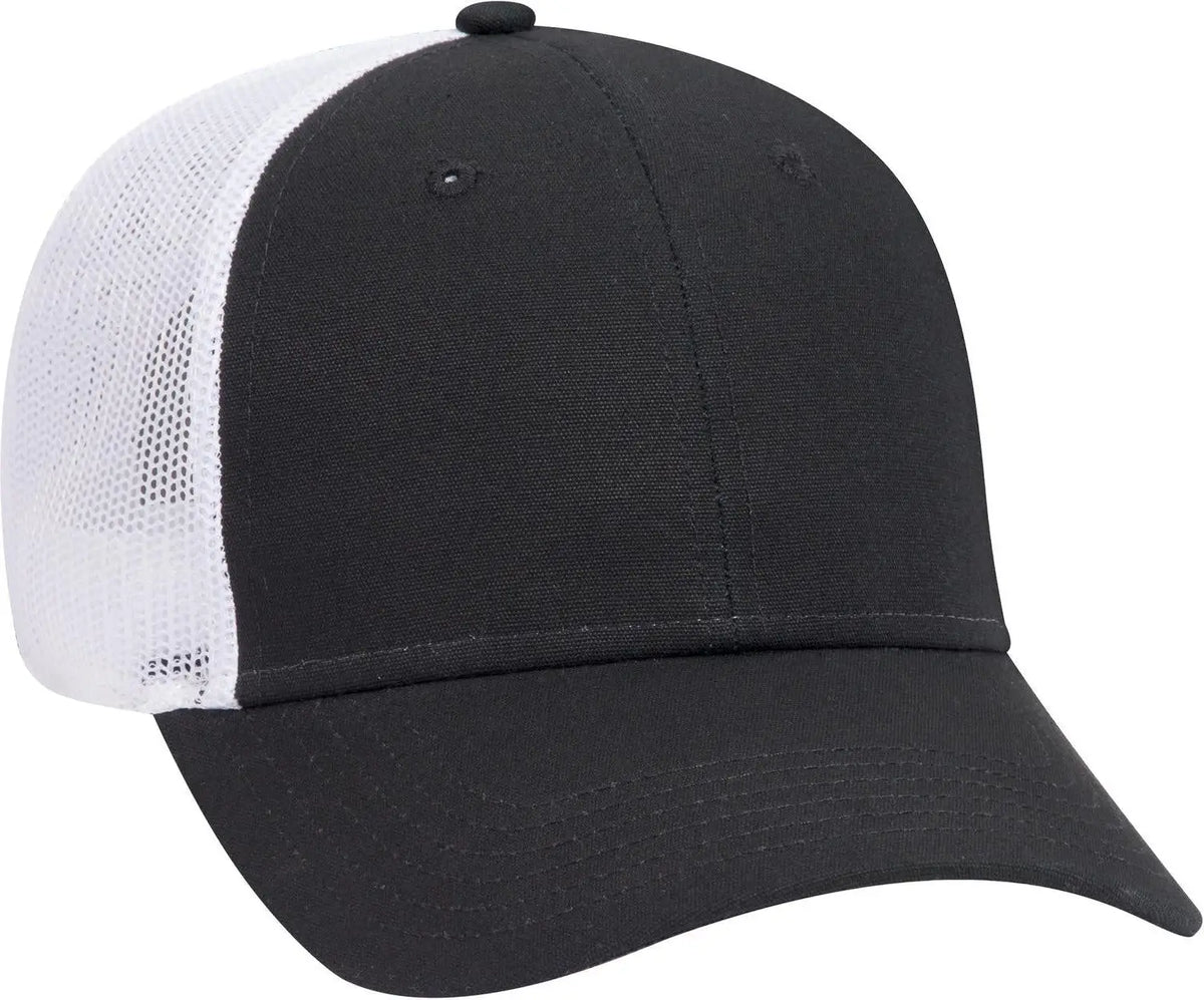 Otto 83-1273 6 Panel Low Profile Mesh Back Trucker Cap - Blk/blk/wht - 1/2’’ - 7 5/8’’