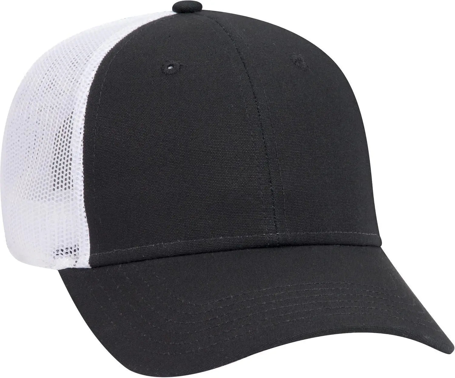 Otto 83-1273 6 Panel Low Profile Mesh Back Trucker Cap - Blk/blk/wht - 1/2’’ - 7 5/8’’