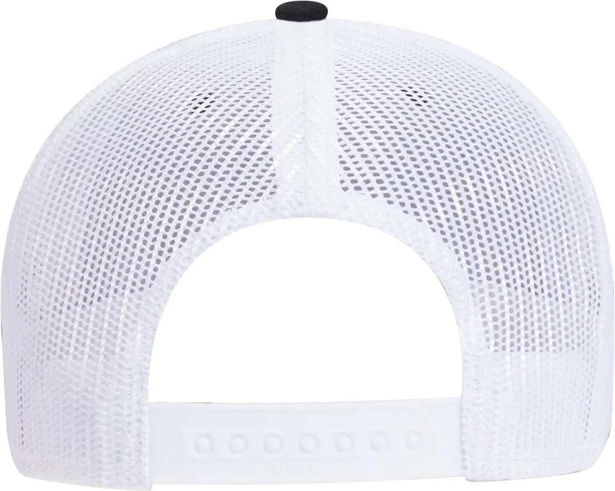 Otto 83-1273 6 Panel Low Profile Mesh Back Trucker Cap - Blk/blk/wht - 1/2’’ - 7 5/8’’