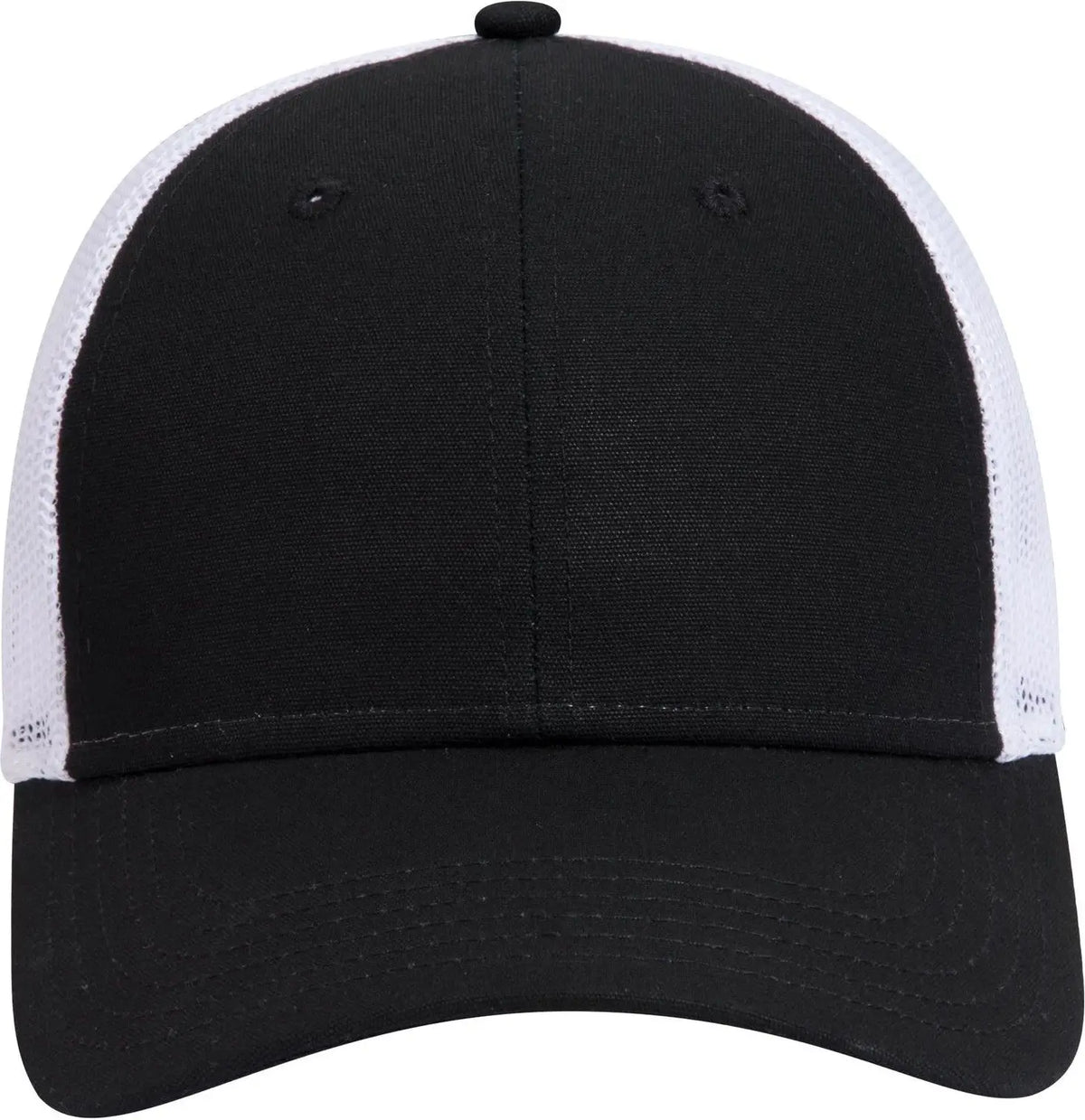 Otto 83-1273 6 Panel Low Profile Mesh Back Trucker Cap - Blk/blk/wht - 1/2’’ - 7 5/8’’