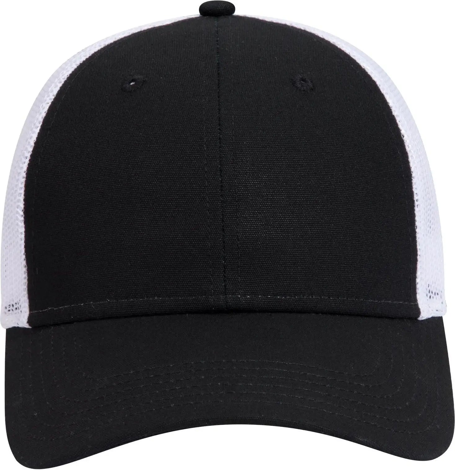 Otto 83-1273 6 Panel Low Profile Mesh Back Trucker Cap - Blk/blk/wht - 1/2’’ - 7 5/8’’