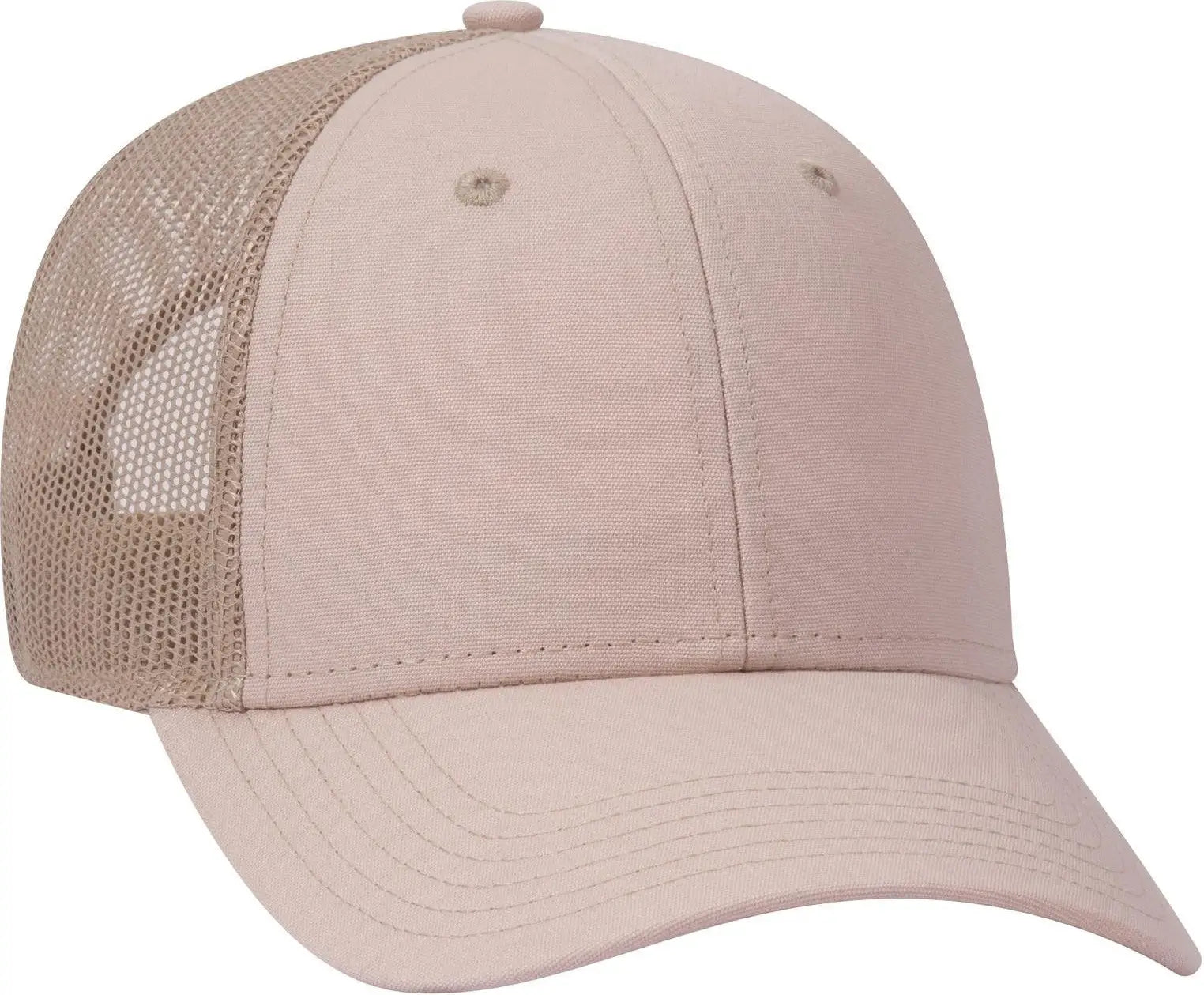 Otto 83-1273 6 Panel Low Profile Mesh Back Trucker Cap - Khaki - 1/2’’ - 7 5/8’’