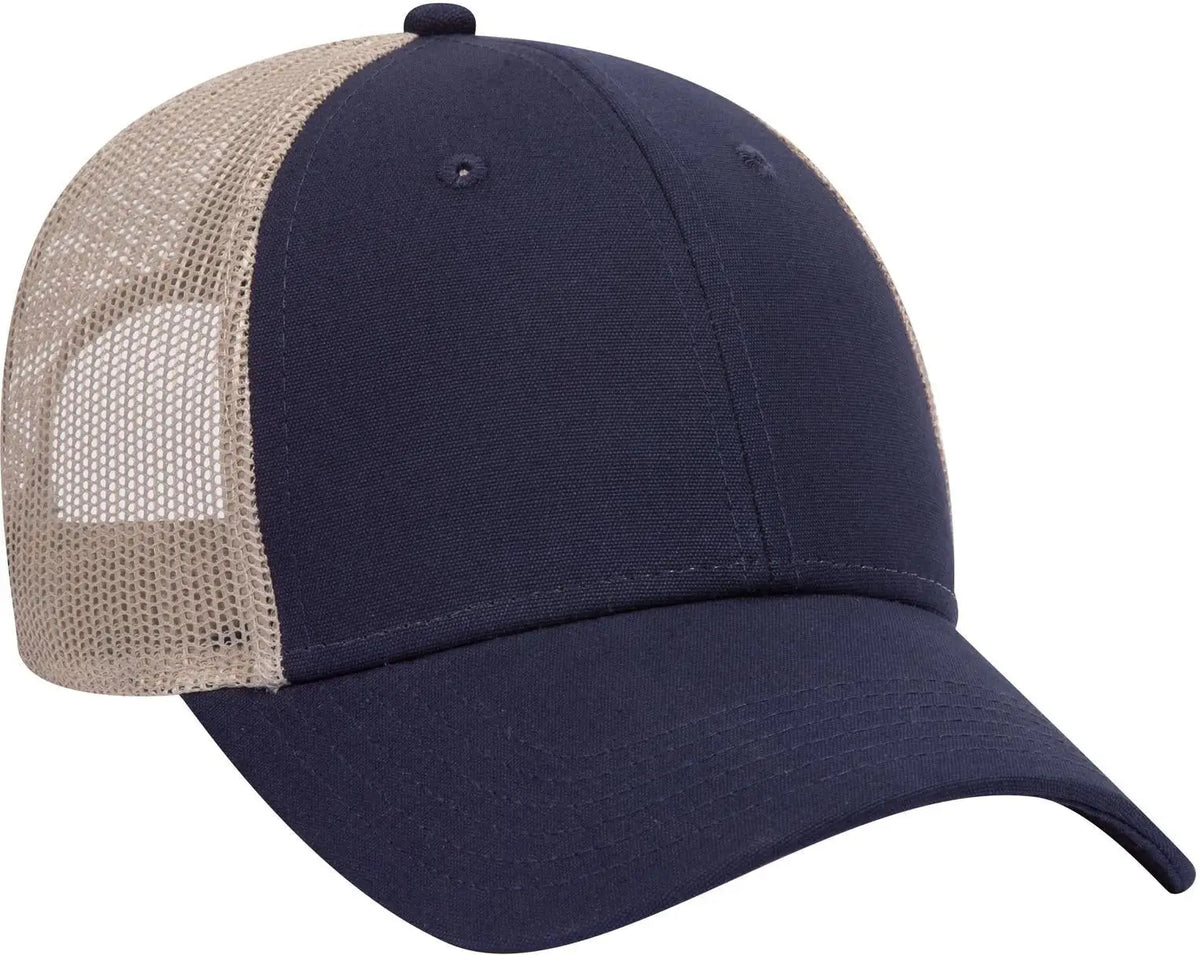 Otto 83-1273 6 Panel Low Profile Mesh Back Trucker Cap - Nvy/nvy/kha - 1/2’’ - 7 5/8’’