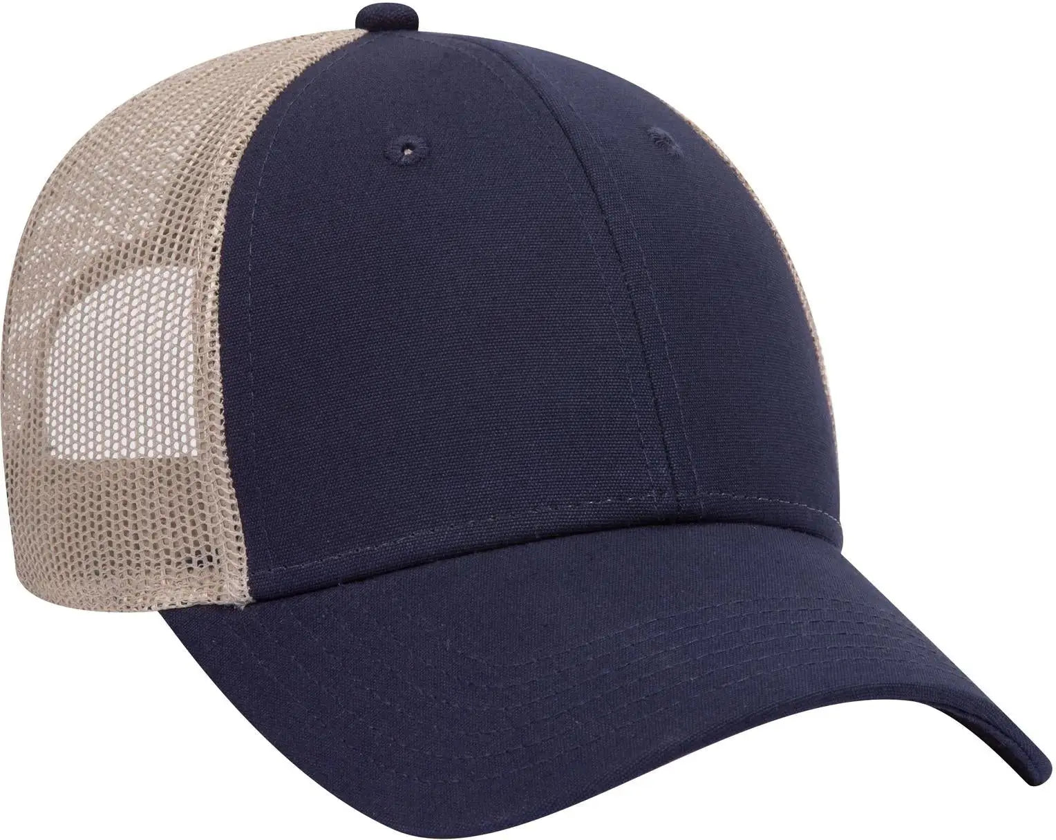 Otto 83-1273 6 Panel Low Profile Mesh Back Trucker Cap - Nvy/nvy/kha - 1/2’’ - 7 5/8’’
