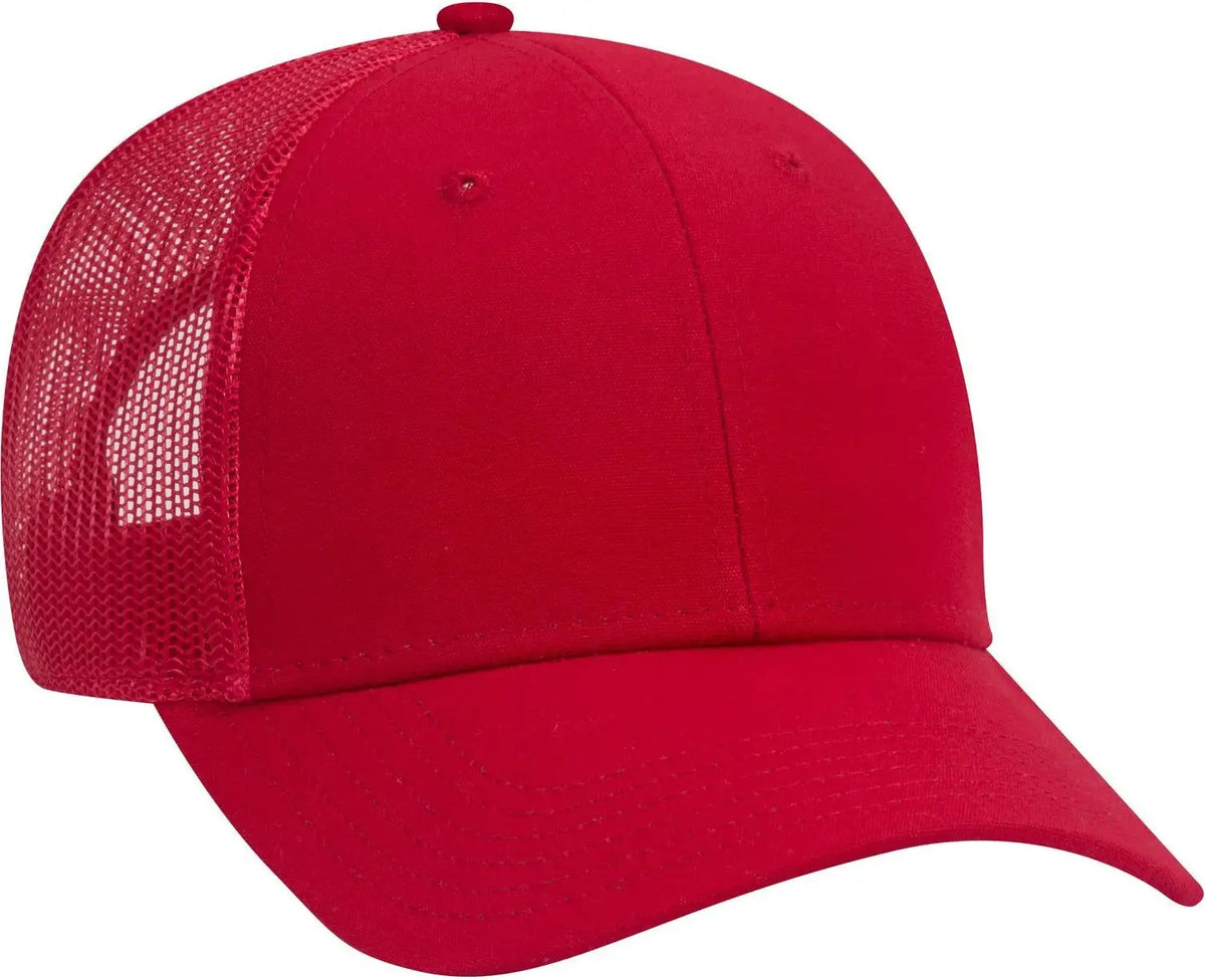 Otto 83-1273 6 Panel Low Profile Mesh Back Trucker Cap - Red - 1/2’’ - 7 5/8’’