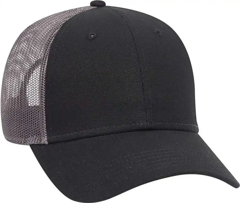 Otto 83-1273 Cotton Canvas Mesh Back Low Profile Baseball Cap - Black White - one Size Fits Most