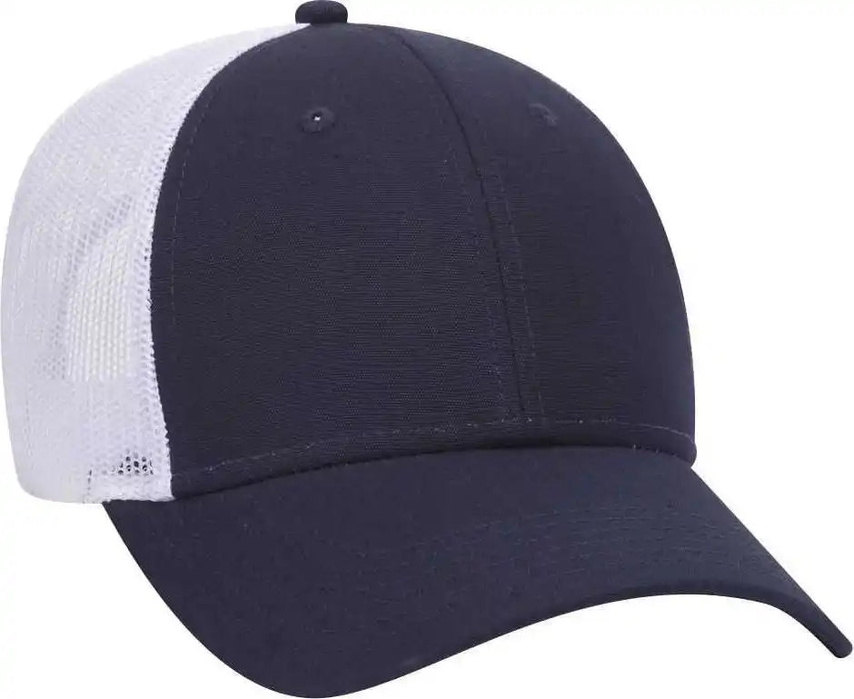 Otto 83-1273 Cotton Canvas Mesh Back Low Profile Baseball Cap - Navy White - one Size Fits Most