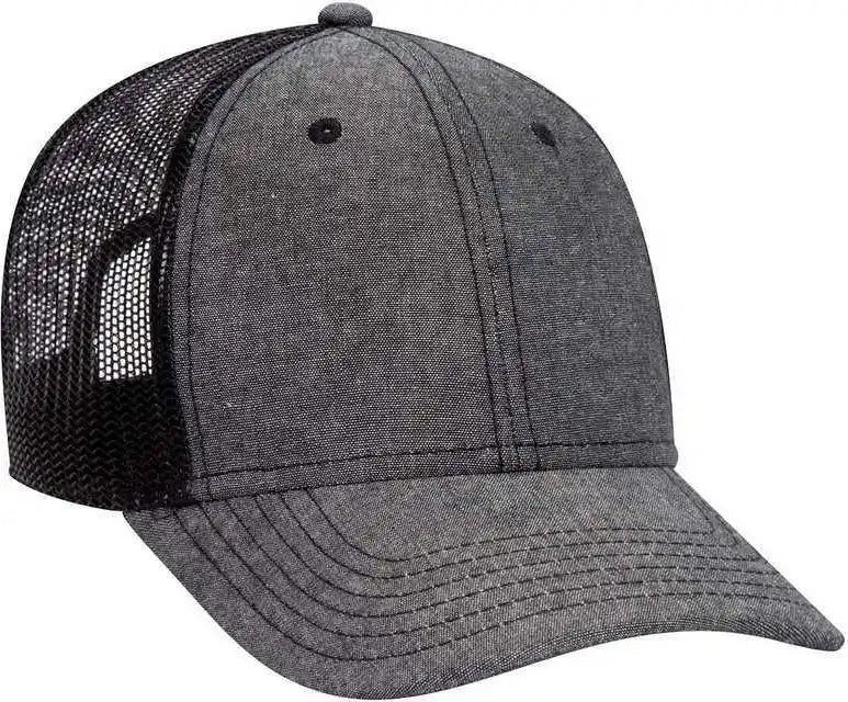 Otto 83-1279 6 Panel Low Profile Mesh Back Trucker Hat - Black - one Size Fits Most