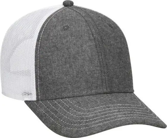 Otto 83-1279 6 Panel Low Profile Mesh Back Trucker Hat - Black White - one Size Fits Most