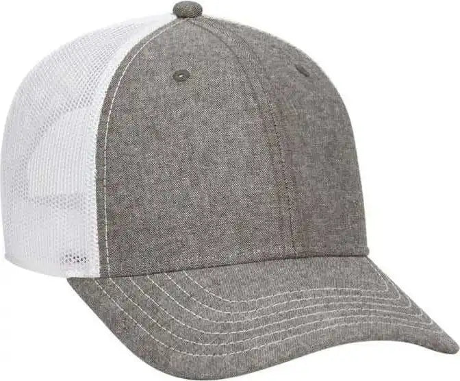Otto 83-1279 6 Panel Low Profile Mesh Back Trucker Hat - Charcoal White - Dark Gray / one Size Fits Most
